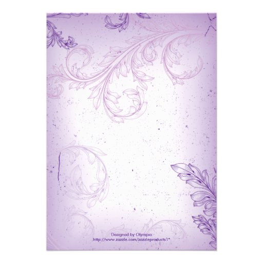Vintage lilac purple scroll leaf bridal shower announcements
