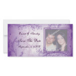 Vintage lilac purple scroll leaf wedding photocard photo cards