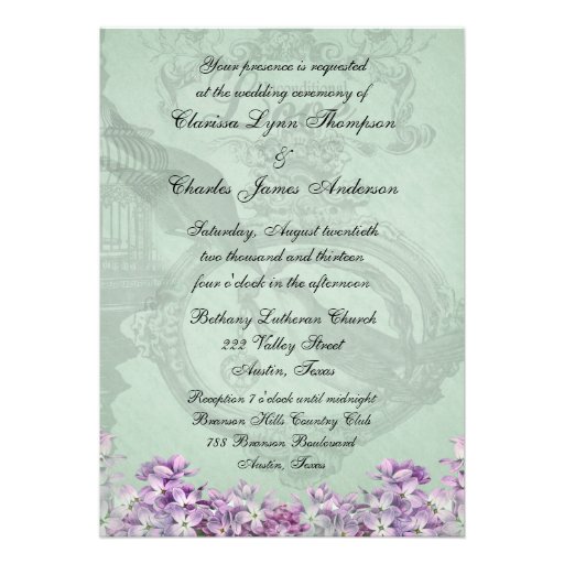 Vintage Lilacs Locket 5x7 Invitation