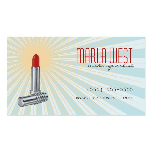 Vintage Lipstick Retro Makeup Artist Business Card (front side)