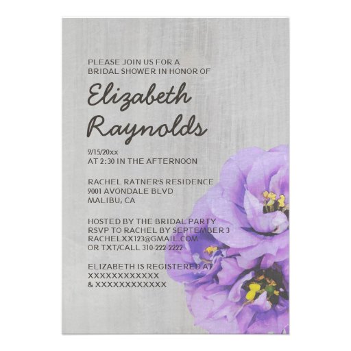 Vintage Lisianthus Bridal Shower Invitations