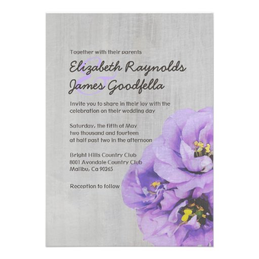 Vintage Lisianthus Wedding Invitations