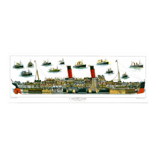 Vintage Lithograph British Ocean Liner RMS Caronia print