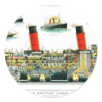 Vintage Lithograph British Ocean Liner RMS Caronia stickers