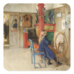 Vintage Little Girl at Spinning Wheel Sticker