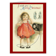 Vintage Little Girl Christmas Greeting Card