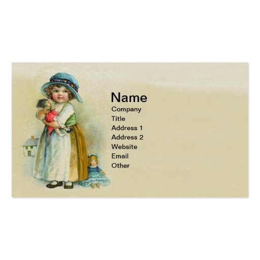 Vintage Little Girl Chubby Cheeks Hat Dolls Business Cards (front side)