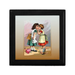 Vintage Little Girls Doll Quarrel Jewelry Box