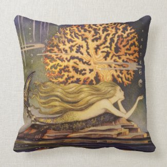 Vintage Little Mermaid Ocean Coral Fairy Tale Pillows