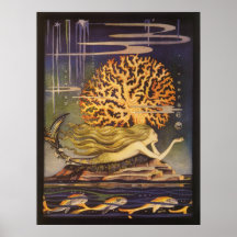 Vintage Little Mermaid Ocean Coral Fairy Tale Posters