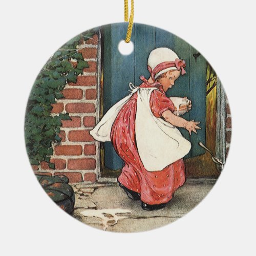 Vintage Little Miss Muffet Spider Nursery Rhyme Ceramic Ornament