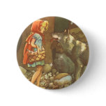 Vintage Little Red Riding Hood and Wolf in Forest buttons