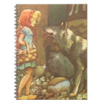 Vintage Little Red Riding Hood and Wolf in Forest Spiral Note Books