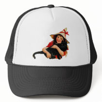Vintage Little Witch and Cat Hat