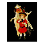 Vintage Little Witch and Cat Postcard