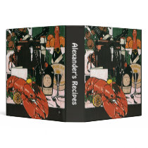 Vintage Lobster and Champagne; Elegant Party Binders