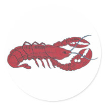 Vintage Lobster Round Stickers