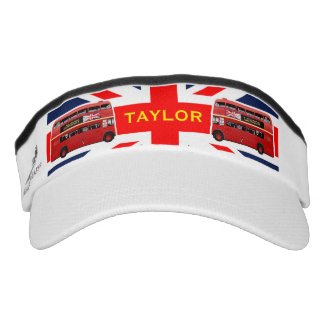 Vintage London Red Bus Over The Union Jack Headsweats Visor