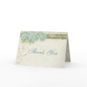 Vintage Look Aqua Hydrangea, Thank You Note card