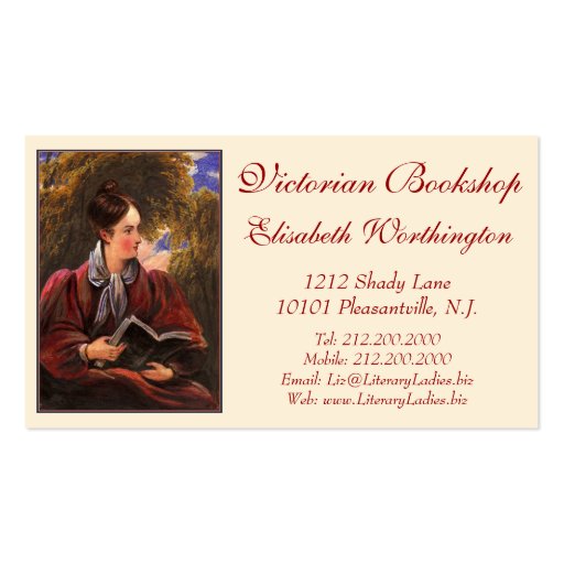 Vintage Look Card for Library, Bookshop, Book Fair Business Card Template (front side)