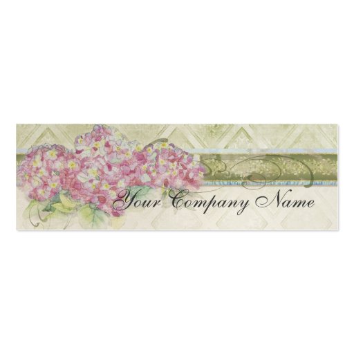 Vintage Look Floral Blue Hydrangea Flowers Swirl Business Cards (front side)