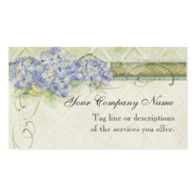 Vintage Look Floral Blue Hydrangea Flowers Swirl Business Card Templates
