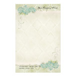 Vintage Look Floral Blue Hydrangea Flowers Swirl Stationery Design
