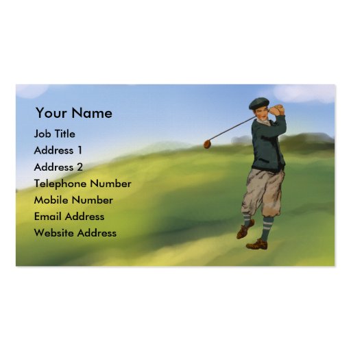 Vintage look Golfer Golf Business cards