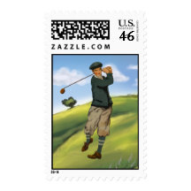 Vintage look Golfer Golf Postage