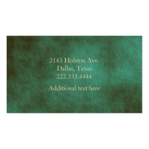Vintage Look Green and Brown Custom Business Card (back side)