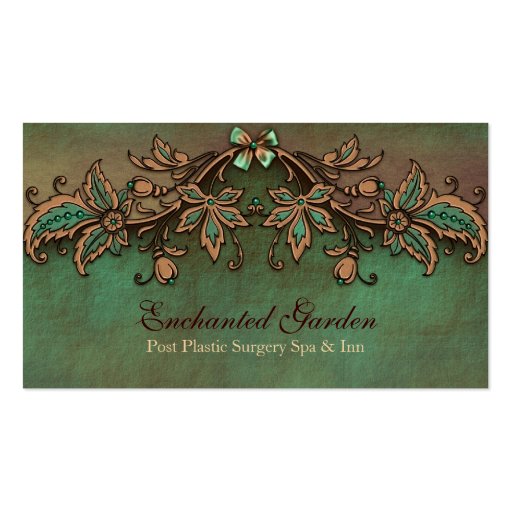 Vintage Look Green and Brown Custom Business Card (front side)