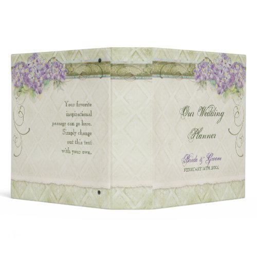 Vintage Look Lilac Hydrangea - Wedding Planner binder