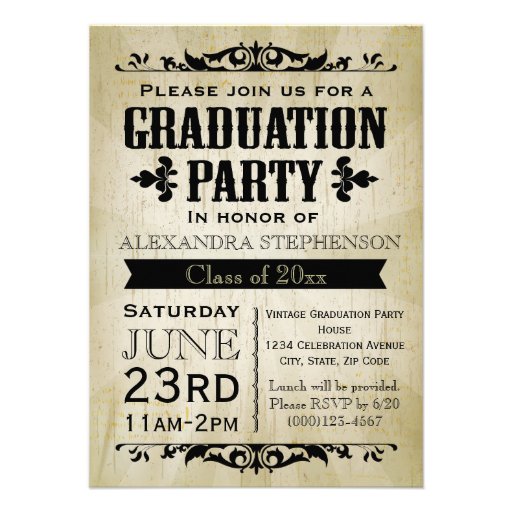 Vintage-Look Old-Time Graduation Party Invitation