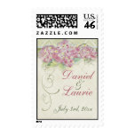 Vintage Look Pink Hydrangea - Wedding Love Postage postage