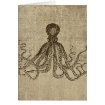 Vintage Lord Bodner Octopus Triptych Greeting Card
