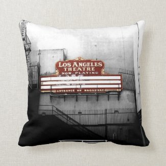 Vintage Los Angeles Theatre Sign Pillow