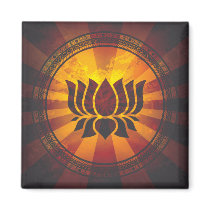 Vintage Lotus Flower Print Fridge Magnet