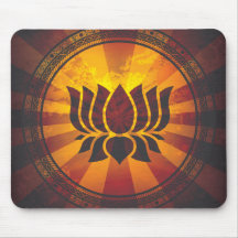 Vintage Lotus Flower Print Mouse Pad