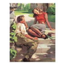Vintage Love and Romance College Coed Students Custom Invitations