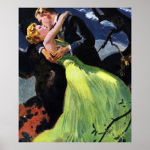 Vintage Love and Romance, Romantic Kiss Kissing Print