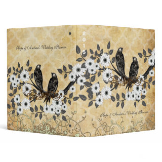 Vintage Love Bird White Cherry Blossom Binder