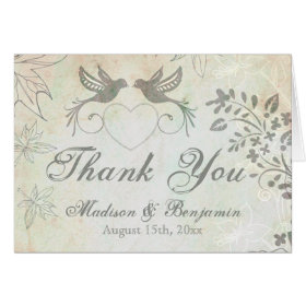 Vintage Love Birds Floral Wedding Thank You Cards