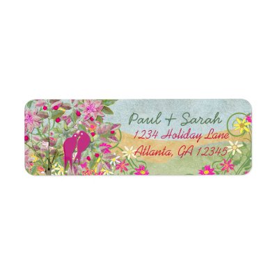 Vintage Love Birds Fruit Tree Damask Hills Labels