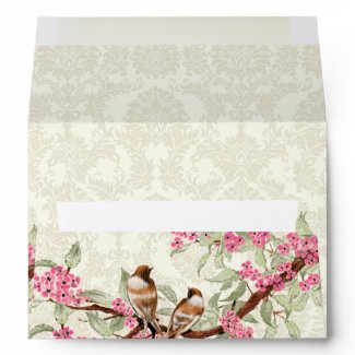 Vintage Love Birds Pink Flower Branch Envelopes envelope