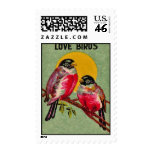 Vintage Love Birds Sun Postage Stamp
