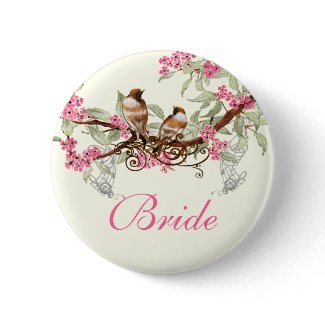 Vintage Love Birds Wedding Badges button