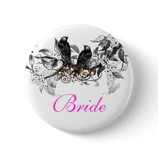Vintage Love Birds Wedding Badges button