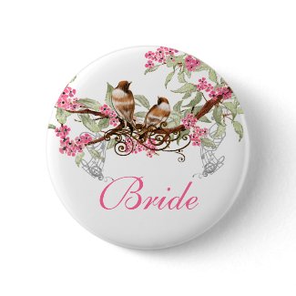 Vintage Love Birds Wedding Badges button