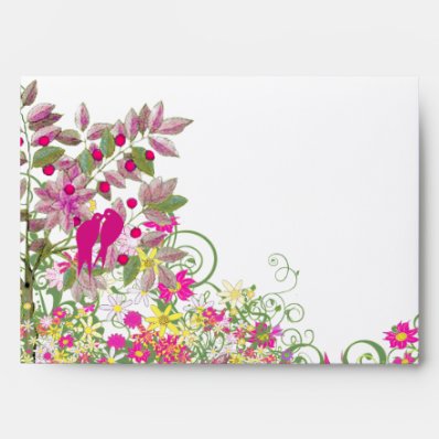 Vintage Love Birds Wedding Envelopes