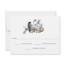 Vintage Love Birds Wedding Invitation